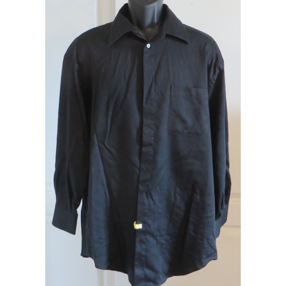 Mens Classic Black Claiborne Button Down Dress Shirt 17 Neck 32/33 Sleeve XL